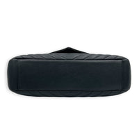 College Black Shoulder Bag in Calfskin, Ruthenium hardware