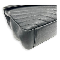 College Black Shoulder Bag in Calfskin, Ruthenium hardware