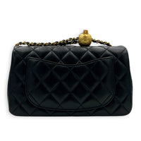 CC Rectangle Pearl Crush Shoulder Bag Small Black in Lambskin, Gold hardware