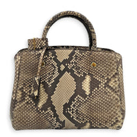 Montaigne Top Handle Bag Brown in Python Leather, Gold hardware