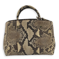 Montaigne Top Handle Bag Brown in Python Leather, Gold hardware