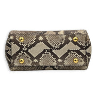 Montaigne Top Handle Bag Brown in Python Leather, Gold hardware
