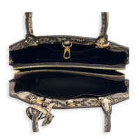 Montaigne Top Handle Bag Brown in Python Leather, Gold hardware