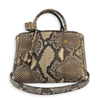 Montaigne Top Handle Bag Brown in Python Leather, Gold hardware