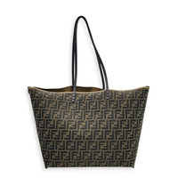 FF Zucca Large Reversible Brown Tote Bag in Jacquard, Gold hardware