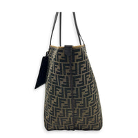 FF Zucca Large Reversible Brown Tote Bag in Jacquard, Gold hardware