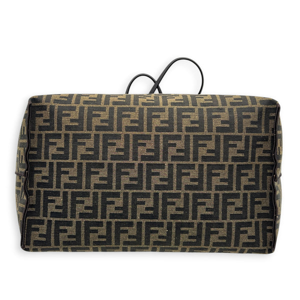 FF Zucca Large Reversible Brown Tote Bag in Jacquard, Gold hardware