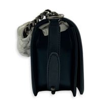 Boy Shoulder Bag Medium Blue in Calfskin, Ruthenium hardware