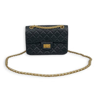 2.55 Shoulder Bag Small Black, Antique Brass hardware