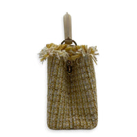 Capucines Top Handle Bag Beige in Tweed, Gold hardware