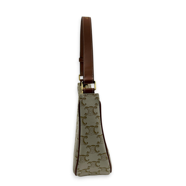 Ava Shoulder Bag White in Coated Canvas, Gold hardware