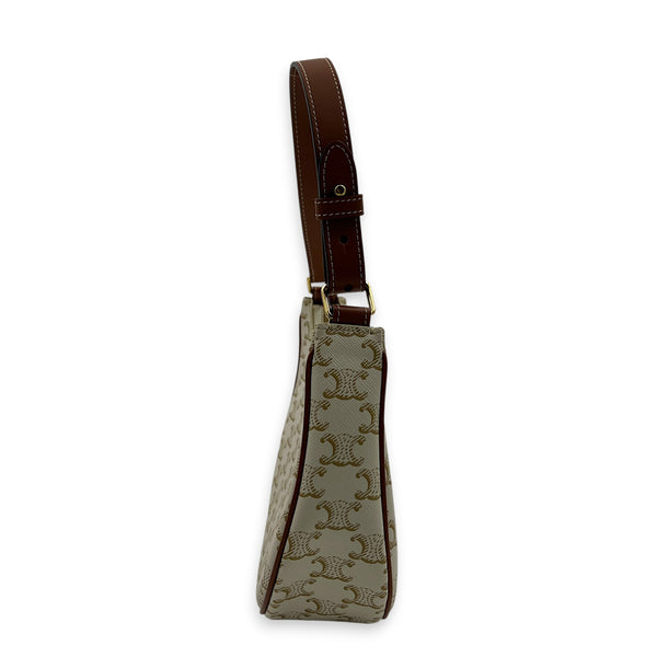 Ava Shoulder Bag White in Coated Canvas, Gold hardware