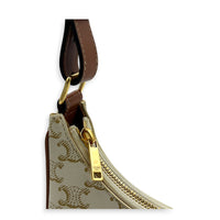Ava Shoulder Bag White in Coated Canvas, Gold hardware