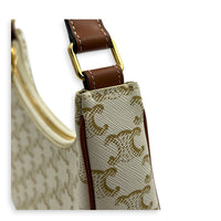 Ava Shoulder Bag White in Coated Canvas, Gold hardware