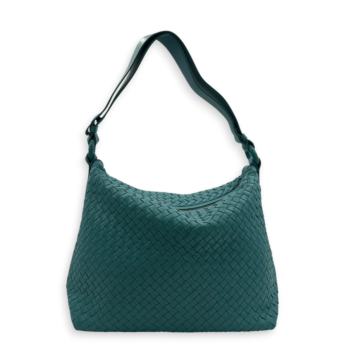 Intrecciato Shoulder Bag Teal / Turquoise in Intrecciato Leather