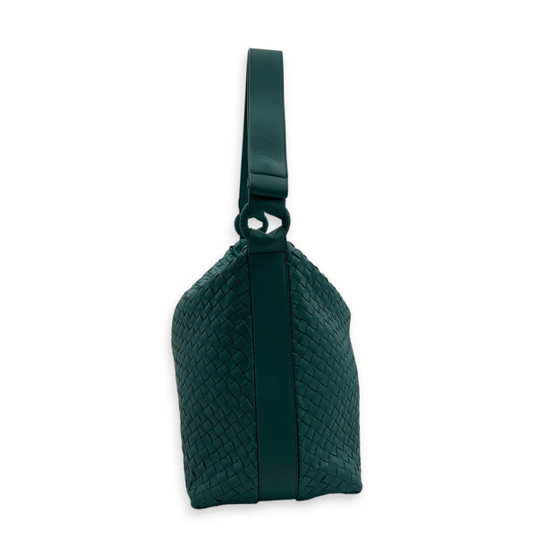 Intrecciato Shoulder Bag Teal / Turquoise in Intrecciato Leather