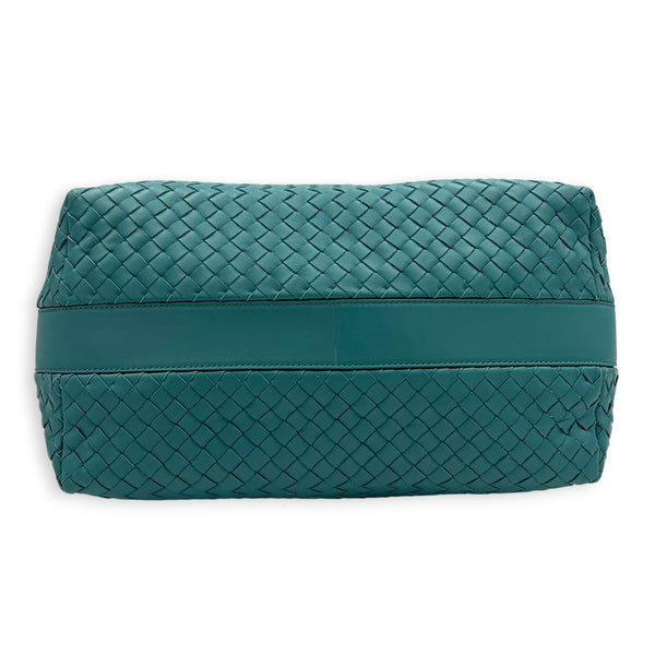 Intrecciato Shoulder Bag Teal / Turquoise in Intrecciato Leather
