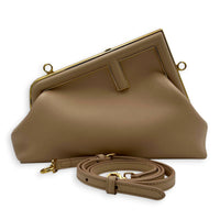First Clutch Small Beige in Nappa Leather, Gold hardware