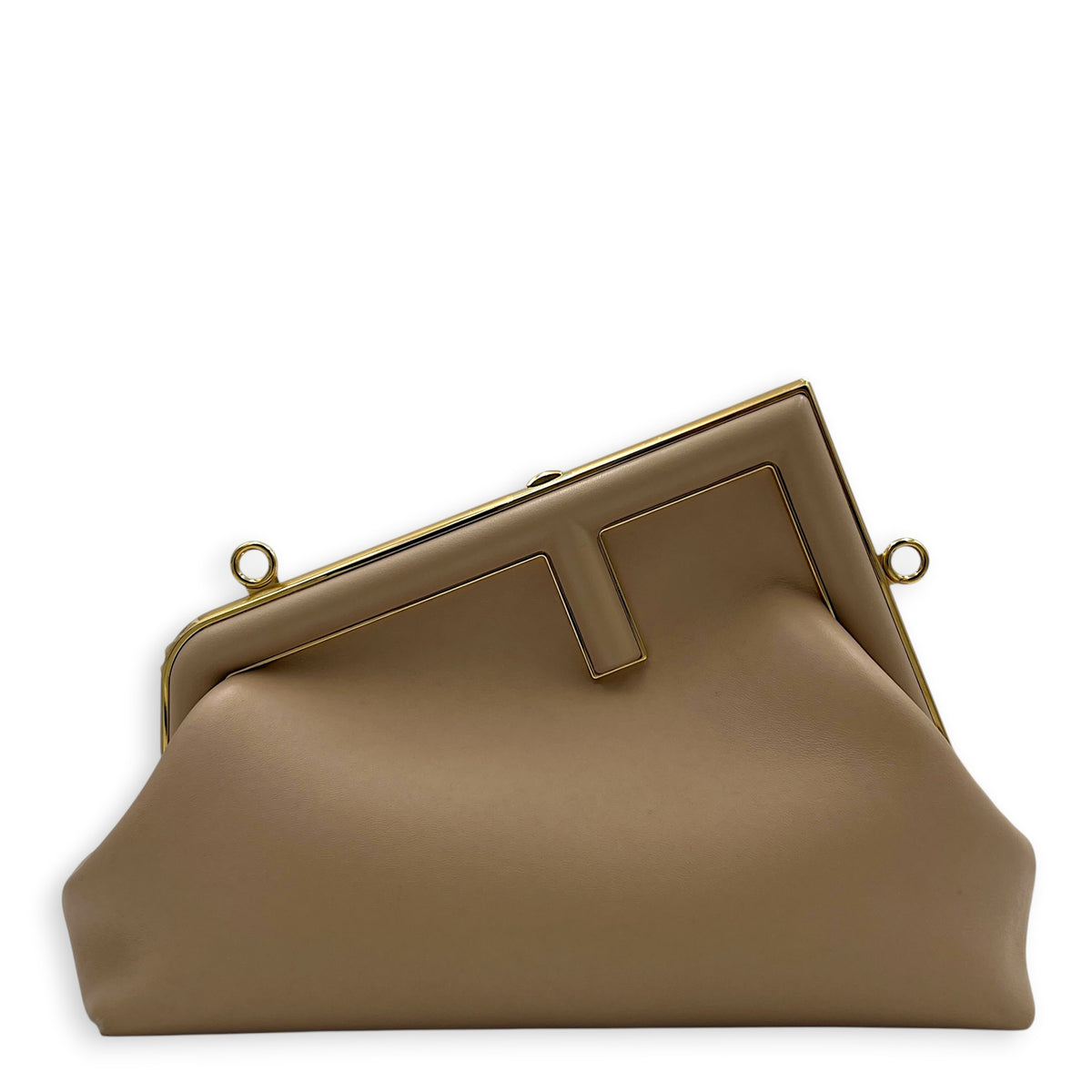 First Clutch Small Beige in Nappa Leather, Gold hardware
