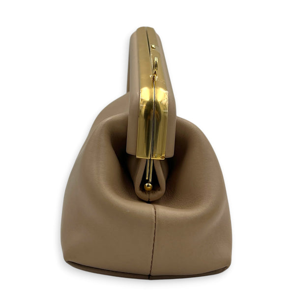 First Clutch Small Beige in Nappa Leather, Gold hardware