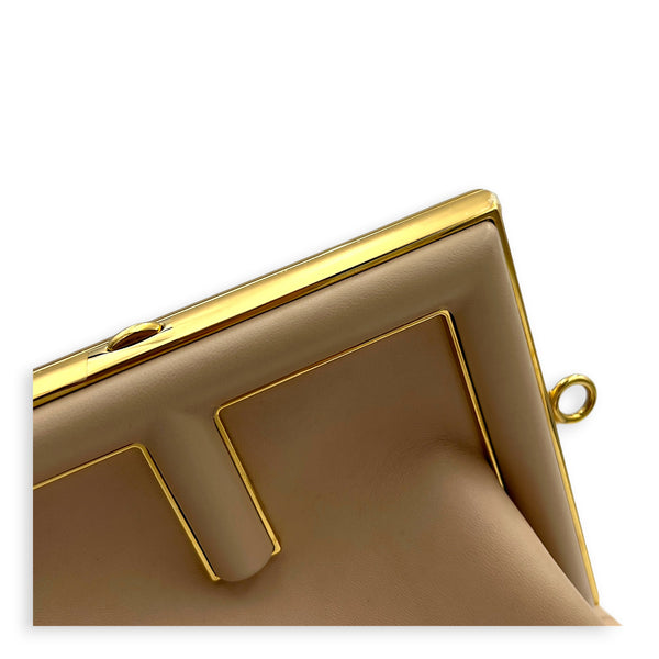 First Clutch Small Beige in Nappa Leather, Gold hardware