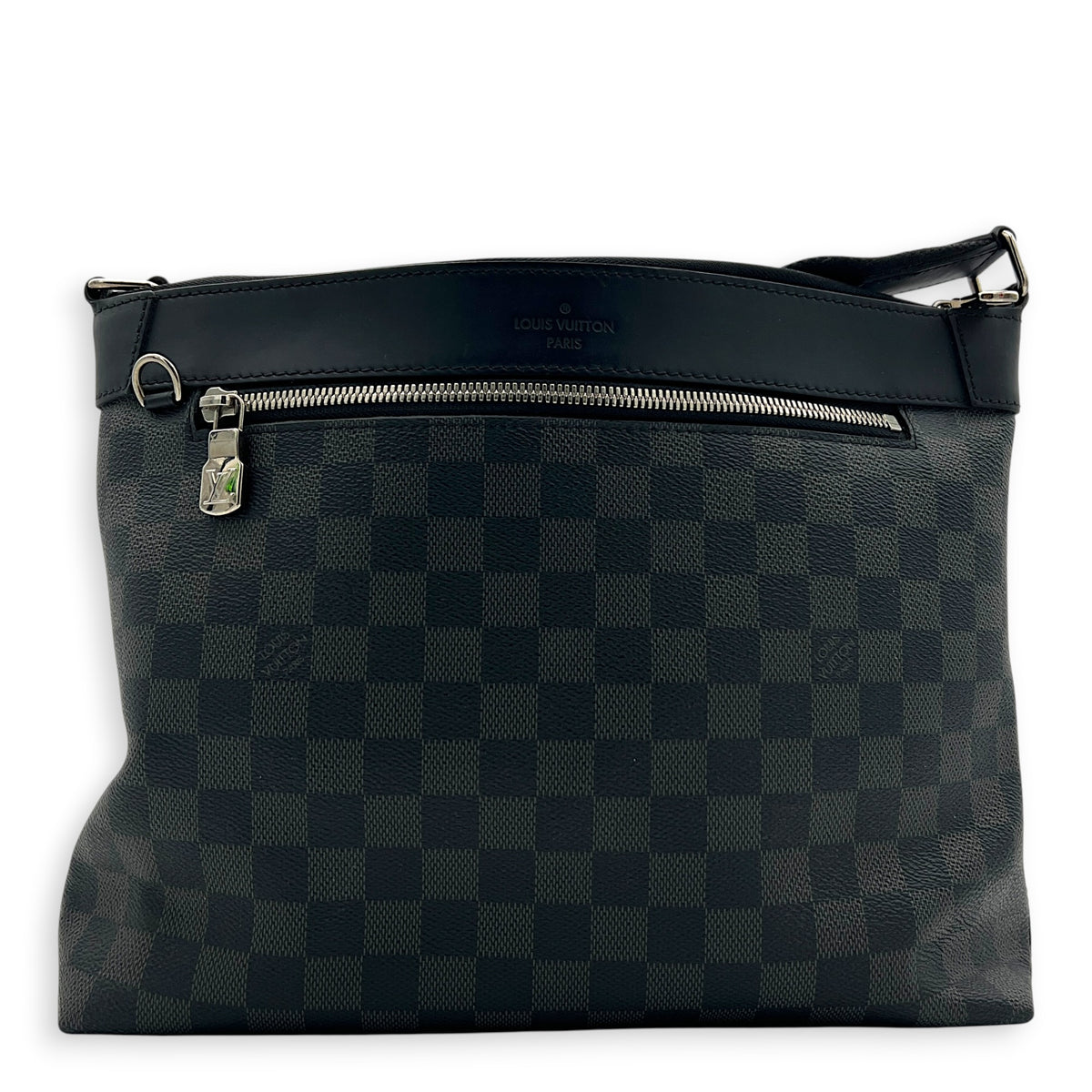 Mick PM Damier Graphite Messenger in Coated Canvas, Silver hardware