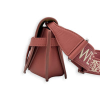 Gate Dual Mini Pink Crossbody Bag in Calfskin, Silver hardware