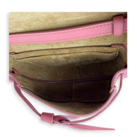 Gate Dual Mini Pink Crossbody Bag in Calfskin, Silver hardware