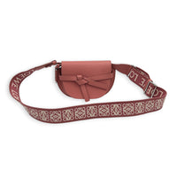 Gate Dual Mini Pink Crossbody Bag in Calfskin, Silver hardware