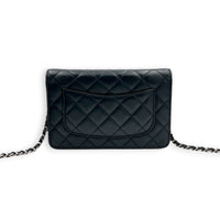 Classic Wallet On Chain Black in Lambskin, Silver hardware