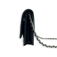 Classic Wallet On Chain Black in Lambskin, Silver hardware