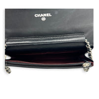 Classic Wallet On Chain Black in Lambskin, Silver hardware