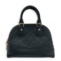 Neo Alma BB Black Top Handle Bag in Monogram Empreinte Leather, Gold hardware