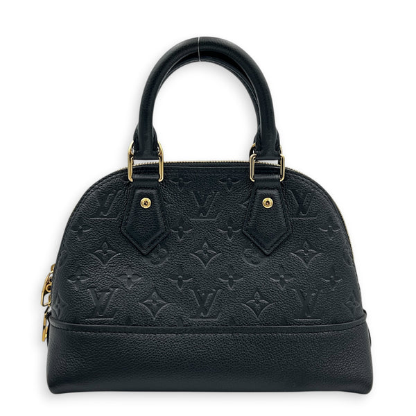 Neo Alma BB Black Top Handle Bag in Monogram Empreinte Leather, Gold hardware