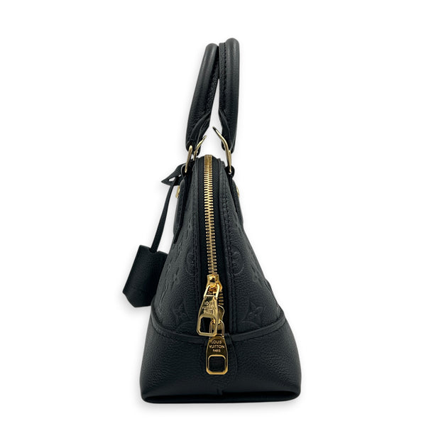 Neo Alma BB Black Top Handle Bag in Monogram Empreinte Leather, Gold hardware