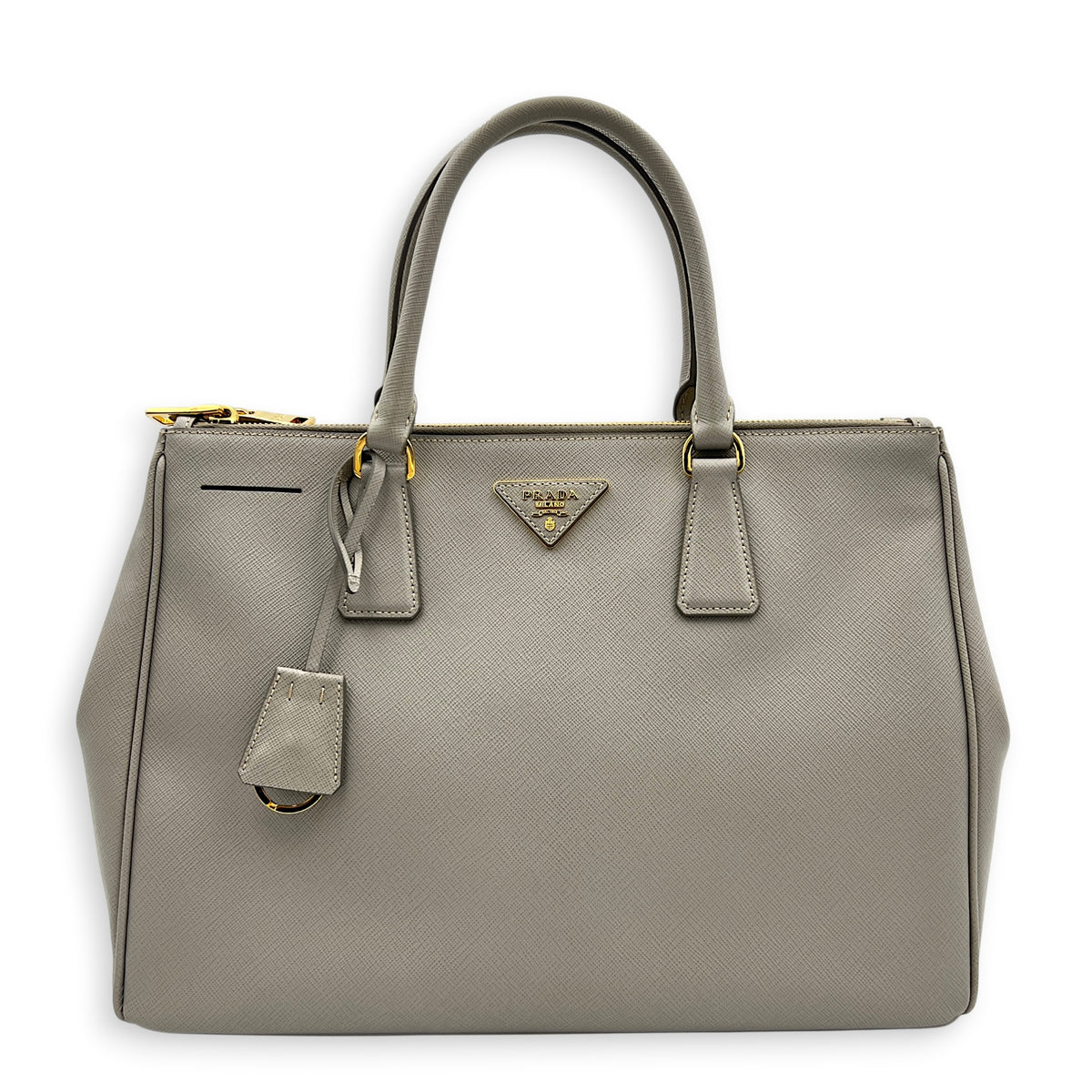 Galleria Beige Top Handle Bag in Saffiano Leather, Gold hardware