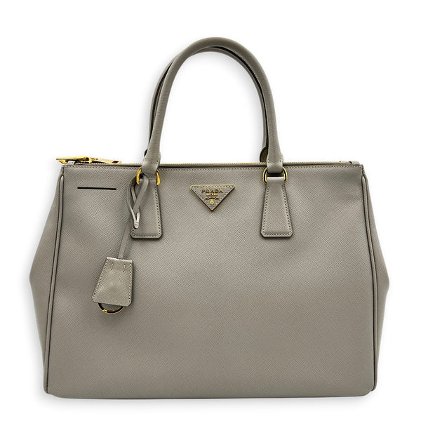 Galleria Beige Top Handle Bag in Saffiano Leather, Gold hardware