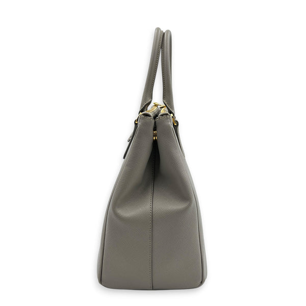 Galleria Beige Top Handle Bag in Saffiano Leather, Gold hardware