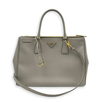 Galleria Beige Top Handle Bag in Saffiano Leather, Gold hardware