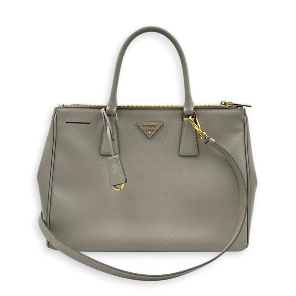 Galleria Beige Top Handle Bag in Saffiano Leather, Gold hardware