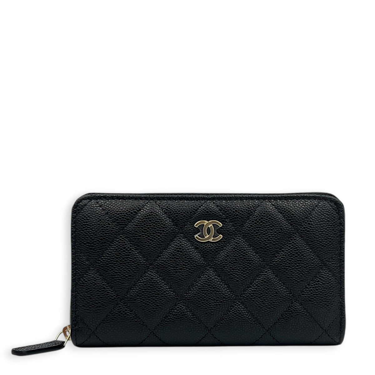 Classic Wallet Black in Caviar Leather, Gold hardware