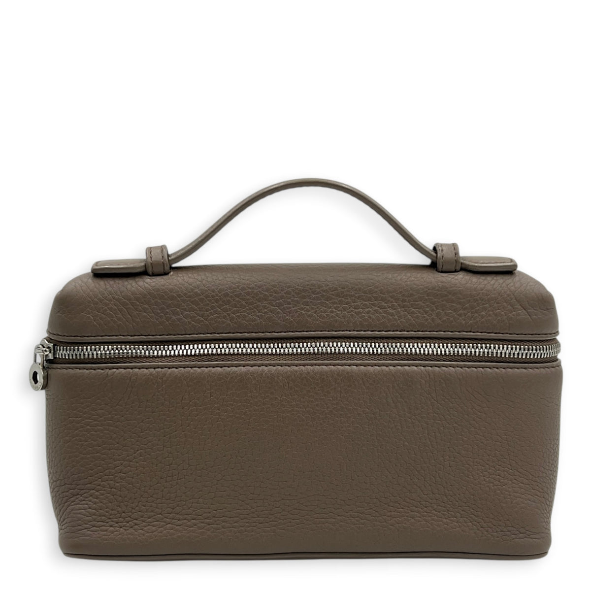 Extra Pocket L19 Taupe Top Handle Bag in Calfskin, Silver hardware