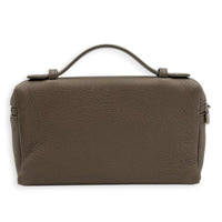 Extra Pocket L19 Taupe Top Handle Bag in Calfskin, Silver hardware