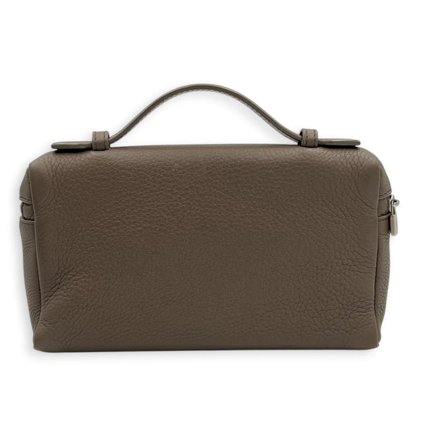 Extra Pocket L19 Taupe Top Handle Bag in Calfskin, Silver hardware