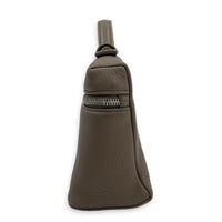 Extra Pocket L19 Taupe Top Handle Bag in Calfskin, Silver hardware