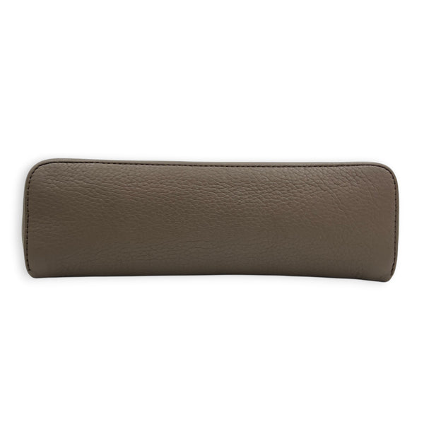 Extra Pocket L19 Taupe Top Handle Bag in Calfskin, Silver hardware