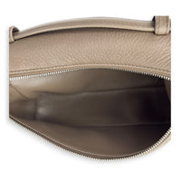 Extra Pocket L19 Taupe Top Handle Bag in Calfskin, Silver hardware
