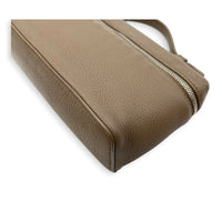 Extra Pocket L19 Taupe Top Handle Bag in Calfskin, Silver hardware