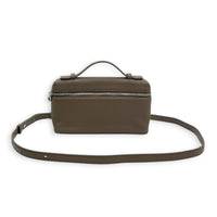 Extra Pocket L19 Taupe Top Handle Bag in Calfskin, Silver hardware