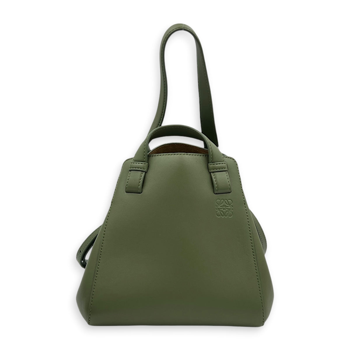 Hammock Nugget Green Top Handle Bag in Calfskin, Gold hardware